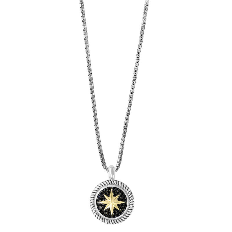 EFFY Black Sapphire Compass Pendant in Sterling Silver image number null